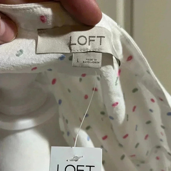 NWT Loft white colored polka dot long sleeve tunic L - Picture 5 of 6